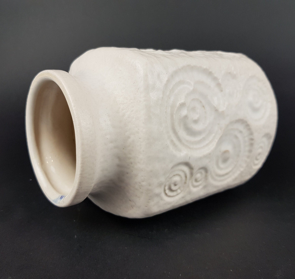 Vintage SCHEURICH KERAMIK White Fat Lava Vase 282 16 with JURA decor West German Pottery 1970s