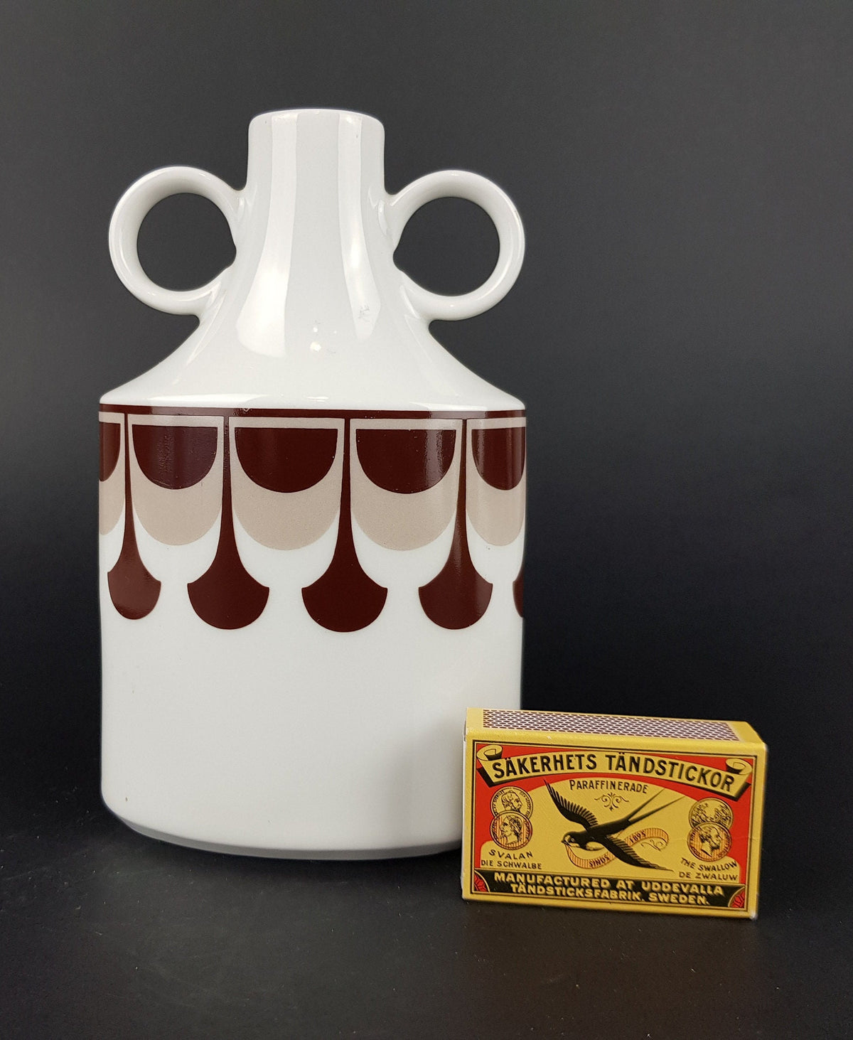 Vintage SCHUMANN ARZBERG Double Handled Porcelain Vase 32 Bavaria Germany 1970s
