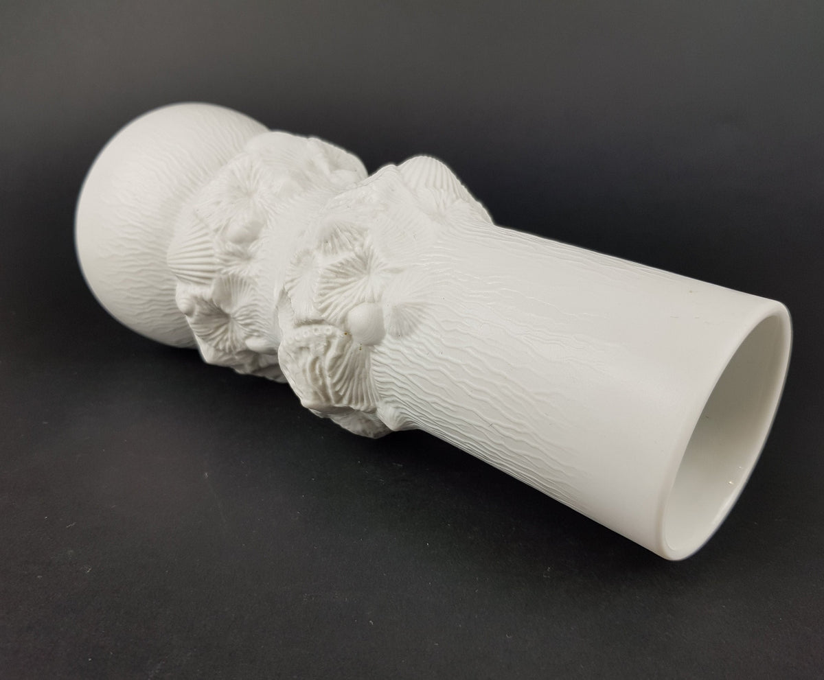 Vintage AK KAISER 3D Relief Porcelain Vase 228 with Shell Fossil Decor West Germany 1970s