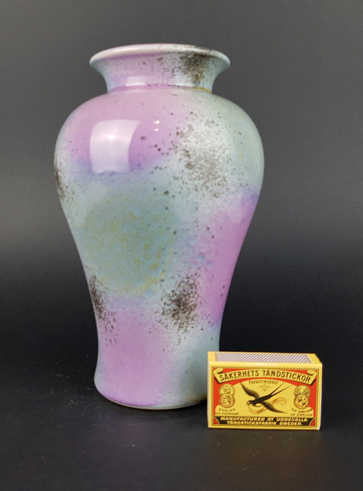 Vintage BAY KERAMIK Multi Coloured Purple Blue Vase 483 20 West German Pottery 1980s