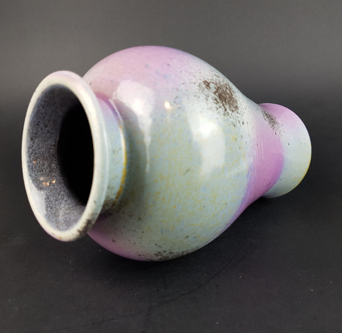 Vintage BAY KERAMIK Multi Coloured Purple Blue Vase 483 20 West German Pottery 1980s