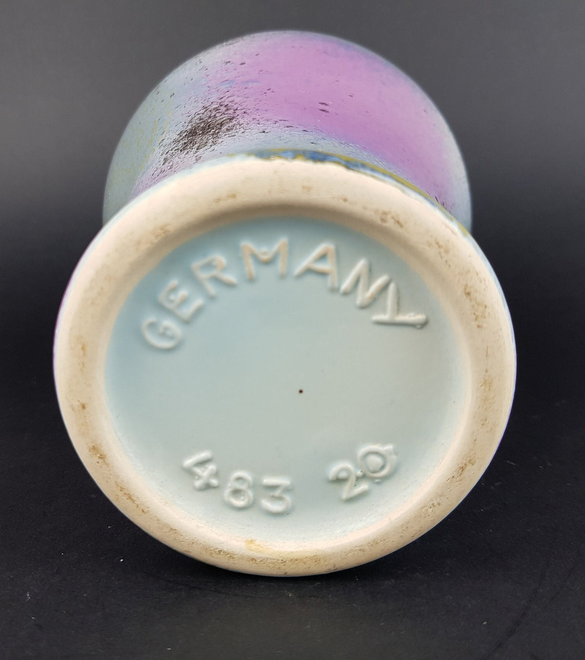 Vintage BAY KERAMIK Multi Coloured Purple Blue Vase 483 20 West German Pottery 1980s