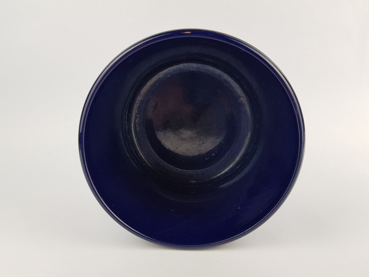 Vintage MAREI KERAMIK Ink Blue Fat Lava Planter Flower Pot 11/3 with Grönland decor West German Pottery 1970s.*