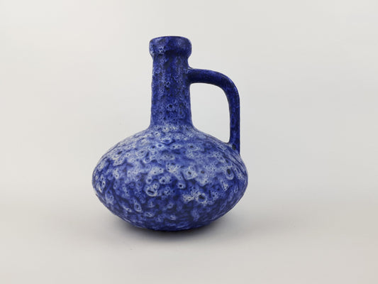 Vintage ES KERAMIK (Emons und Sohne) Blue and White Fat Lava Vase 78 West German Pottery 1970s