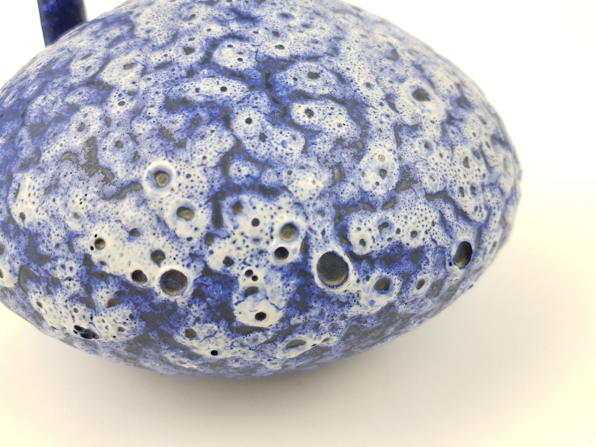 Vintage ES KERAMIK (Emons und Sohne) Blue and White Fat Lava Vase 78 West German Pottery 1970s
