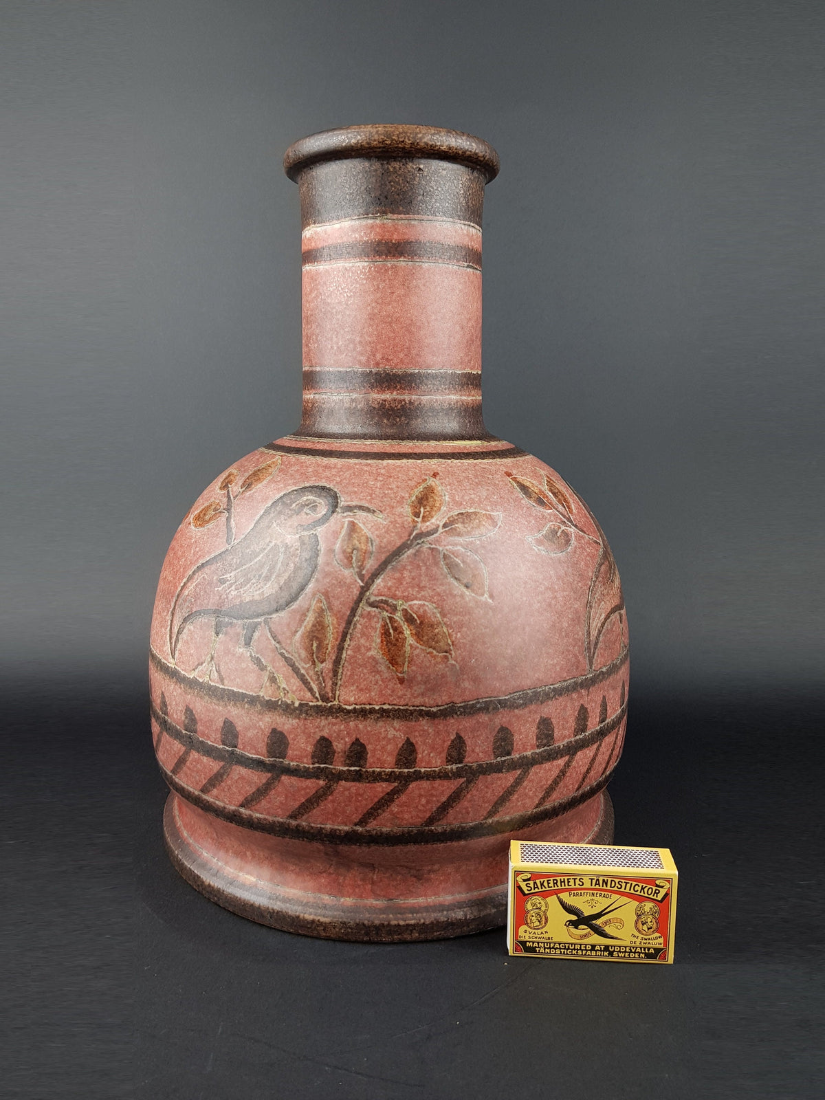 Vintage ITALICA ARS Pink Bird Vase 1520/30 Italian Pottery Florence 1960s