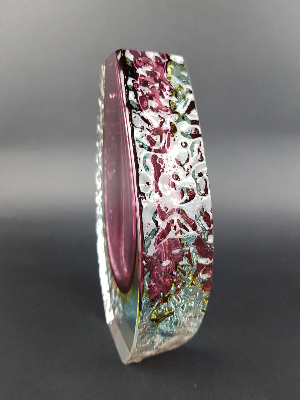 Vintage MURANO SOMMERSO GLASS Ruby Red Vase by Alessandro Mandruzzato Italian Art Glass 1960-70s