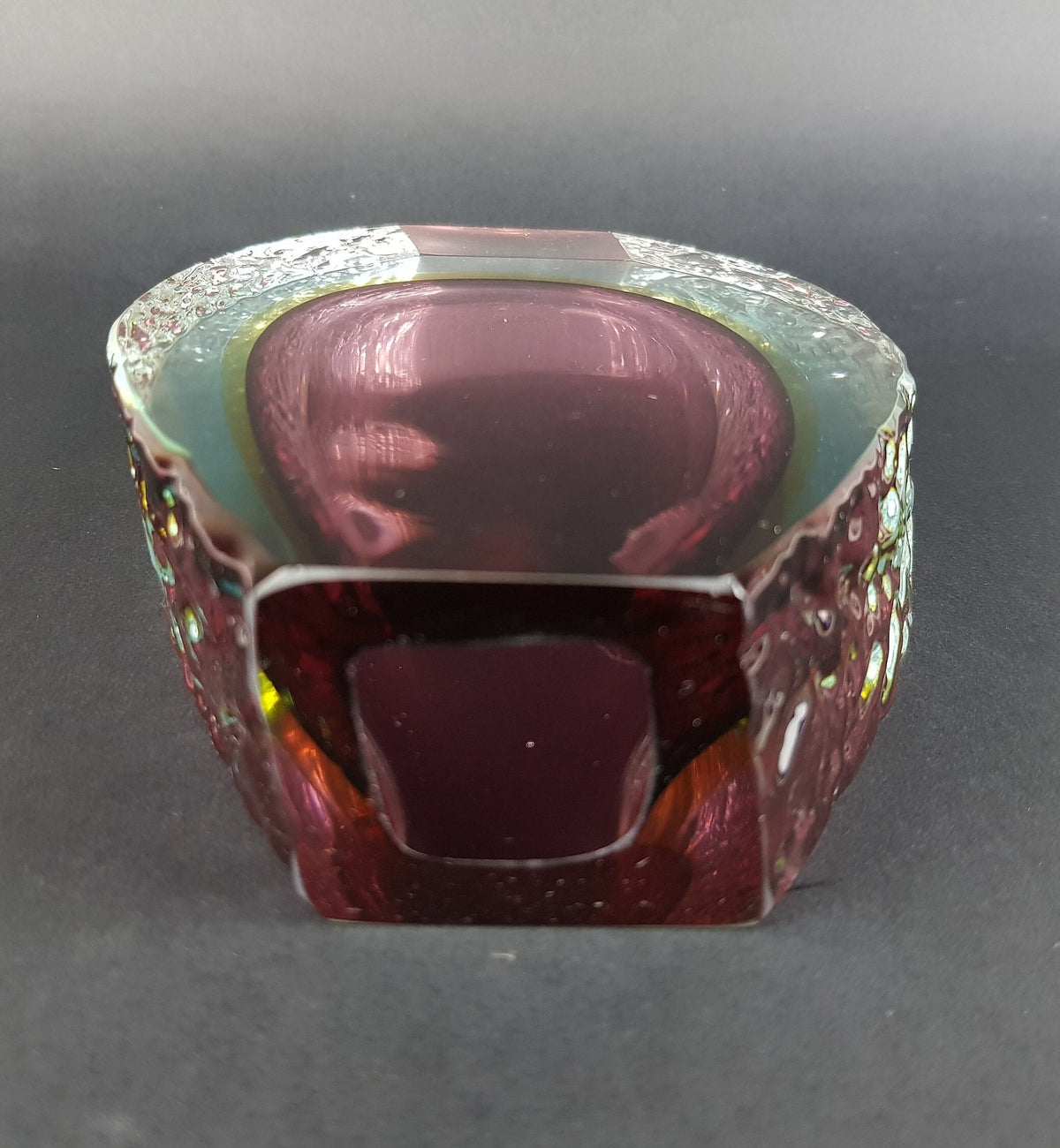 Vintage MURANO SOMMERSO GLASS Ruby Red Vase by Alessandro Mandruzzato Italian Art Glass 1960-70s