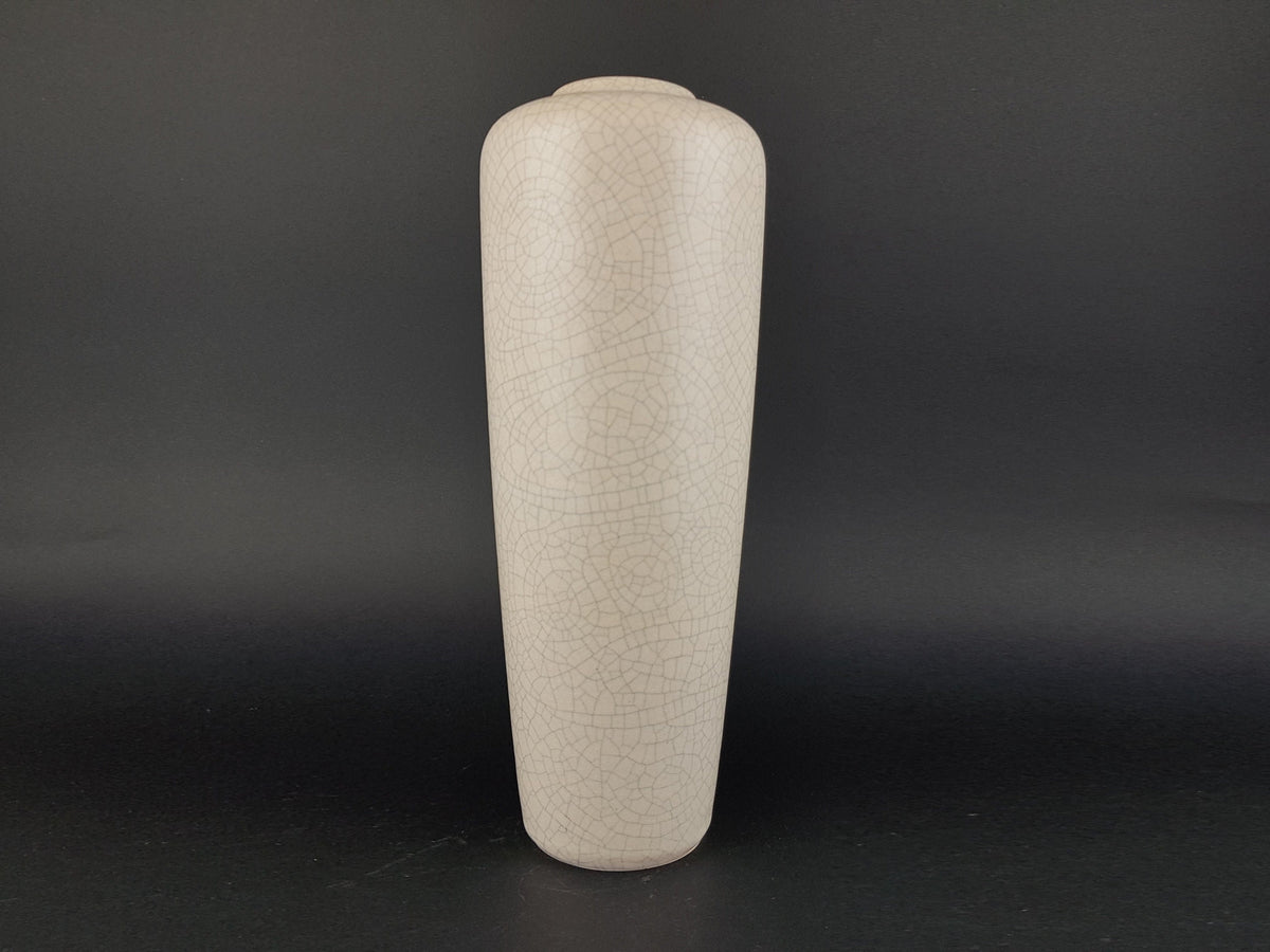Vintage RUSCHA KERAMIK White Beige Crackle Craquele Vase West German Pottery 1950s