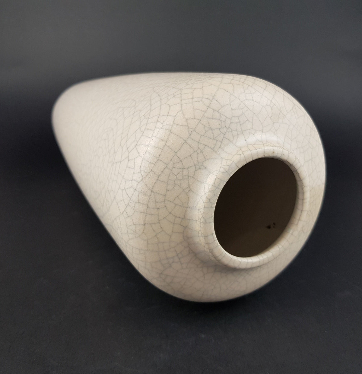 Vintage RUSCHA KERAMIK White Beige Crackle Craquele Vase West German Pottery 1950s