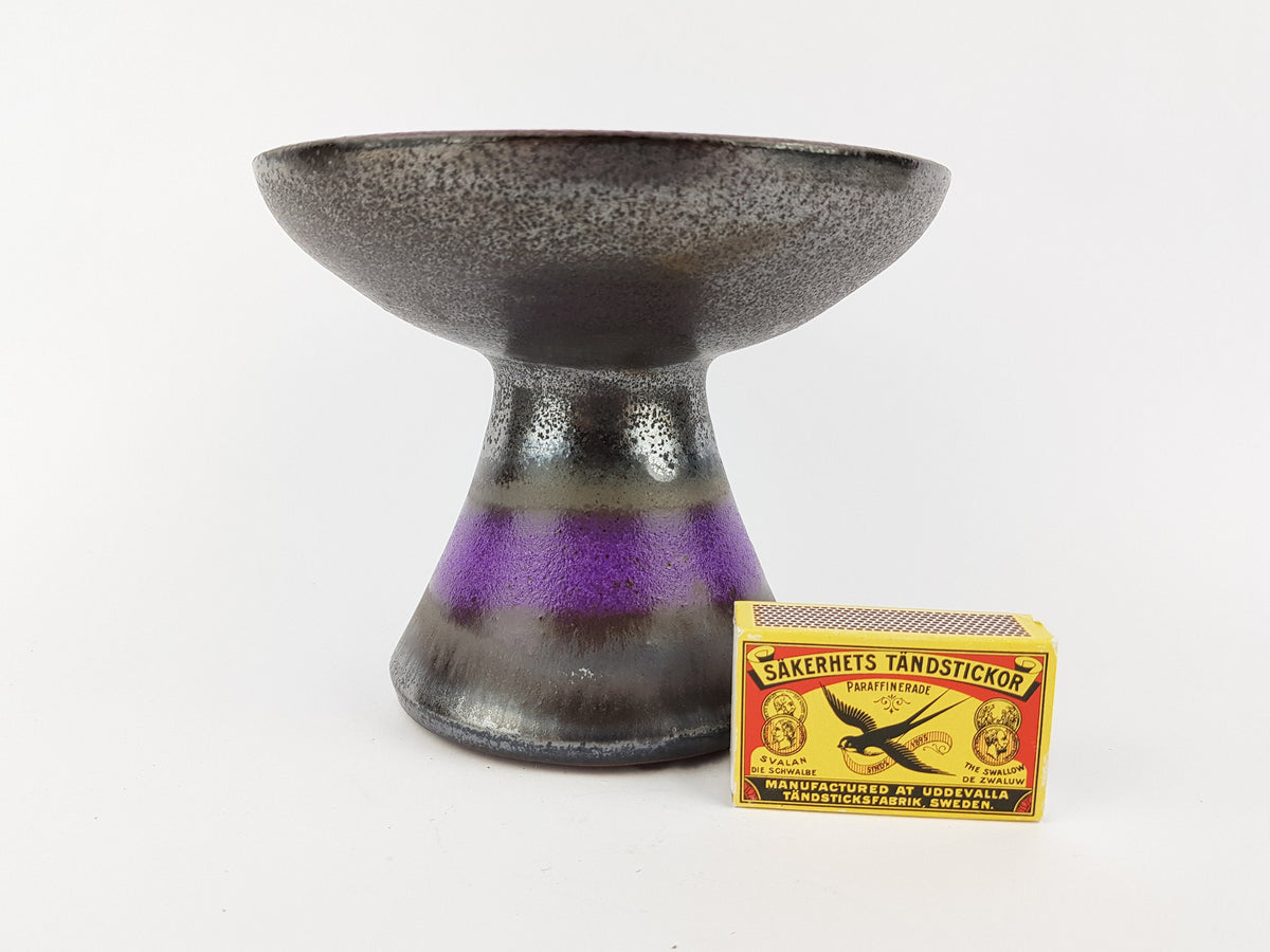 Vintage Danish Purple & Brown Ceramic Candle Holder Mid Century Modern Denmark 1960s 1970s
