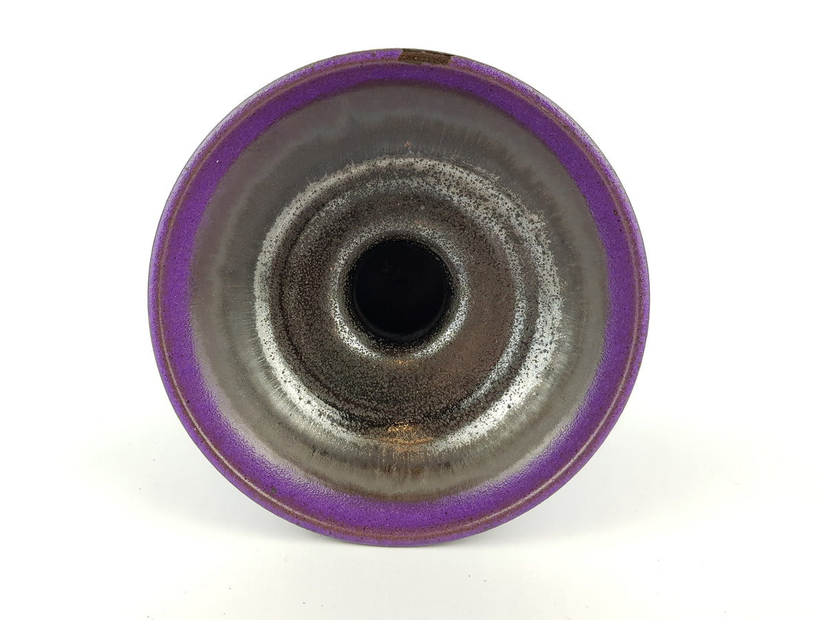 Vintage Danish Purple & Brown Ceramic Candle Holder Mid Century Modern Denmark 1960s 1970s