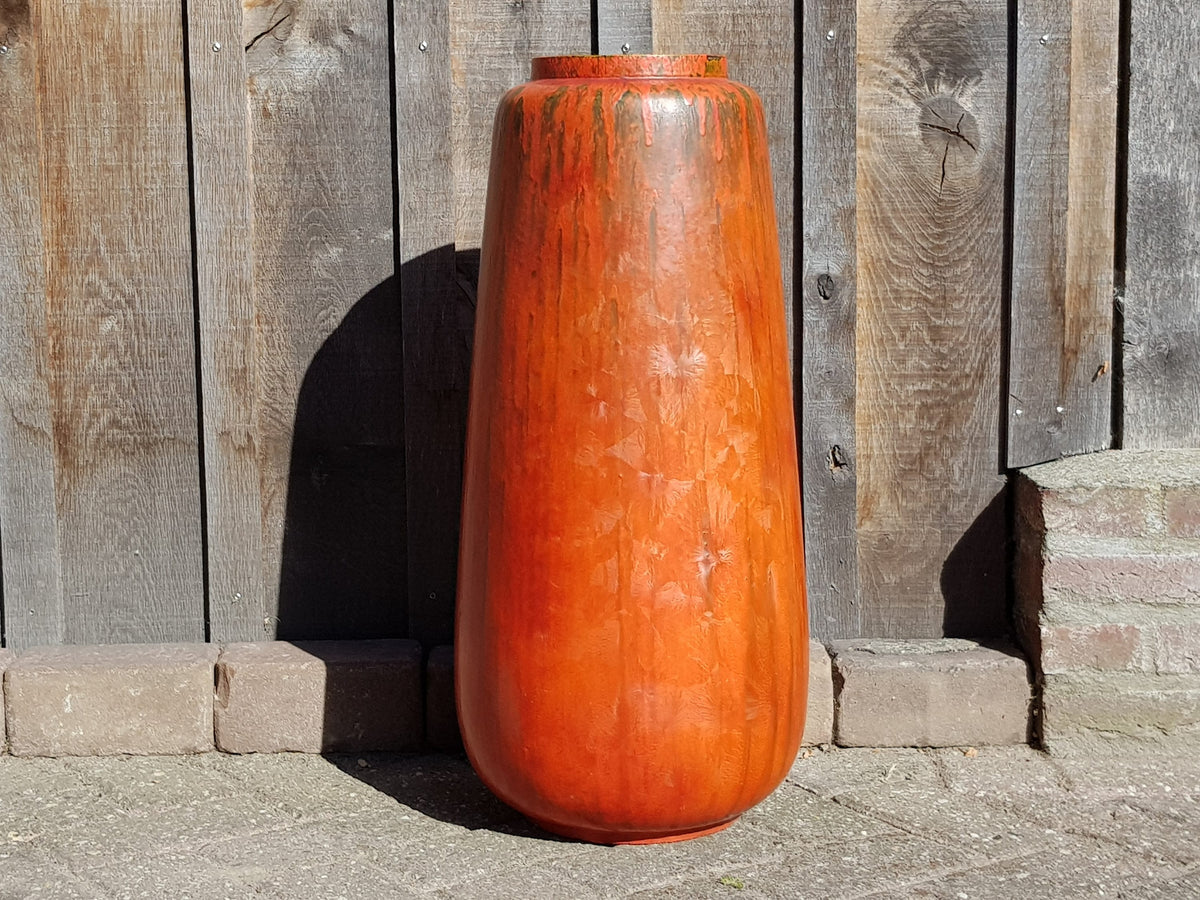 26.5 Inch XXL Vintage RUSCHA Keramik Floor Vase with VULKANO decor 815/5 by Kurt Tschörner West German Pottery 1960s