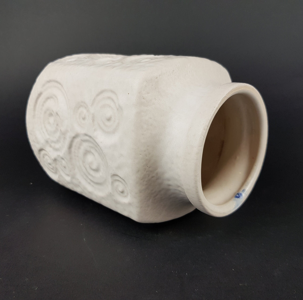 Vintage SCHEURICH KERAMIK White Fat Lava Vase 282 16 with JURA decor West German Pottery 1970s
