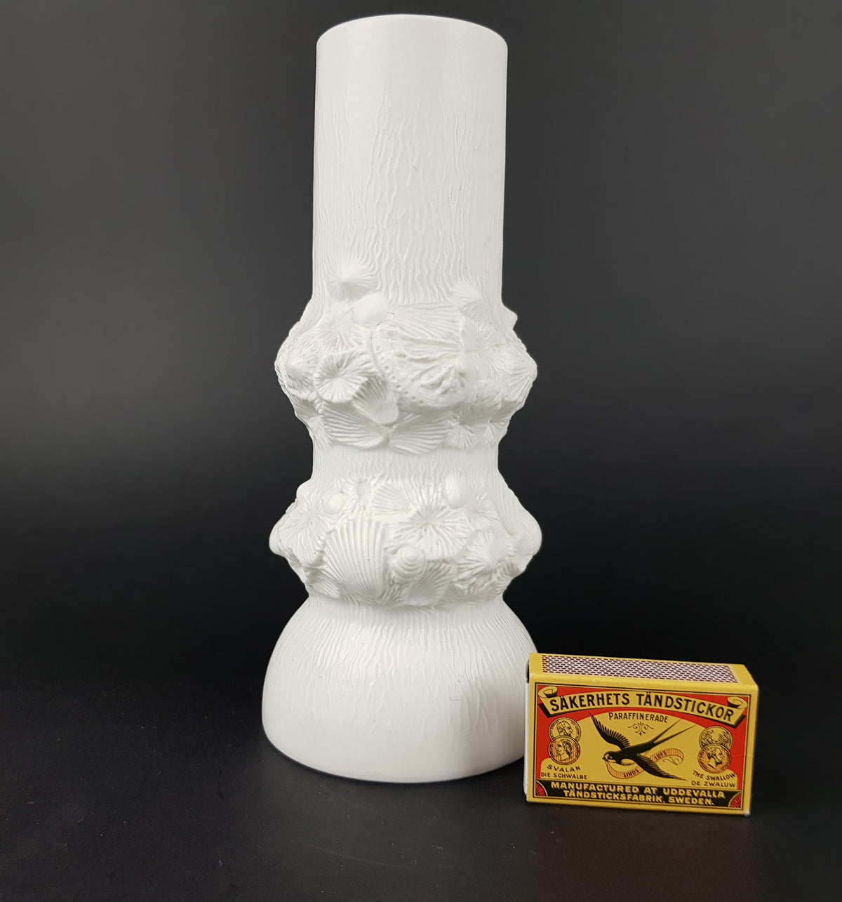 Vintage AK KAISER 3D Relief Porcelain Vase 228 with Shell Fossil Decor West Germany 1970s