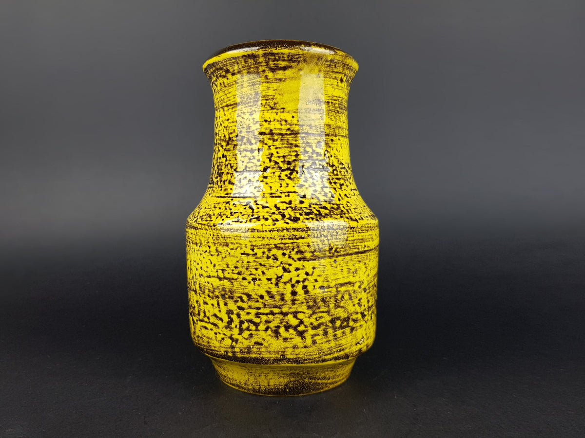 Vintage J.L. KNÖDGEN - ILKRA Keramik | Yellow Vase with Black Accents | West German Pottery | 1968