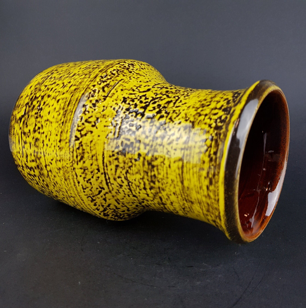 Vintage J.L. KNÖDGEN - ILKRA Keramik | Yellow Vase with Black Accents | West German Pottery | 1968