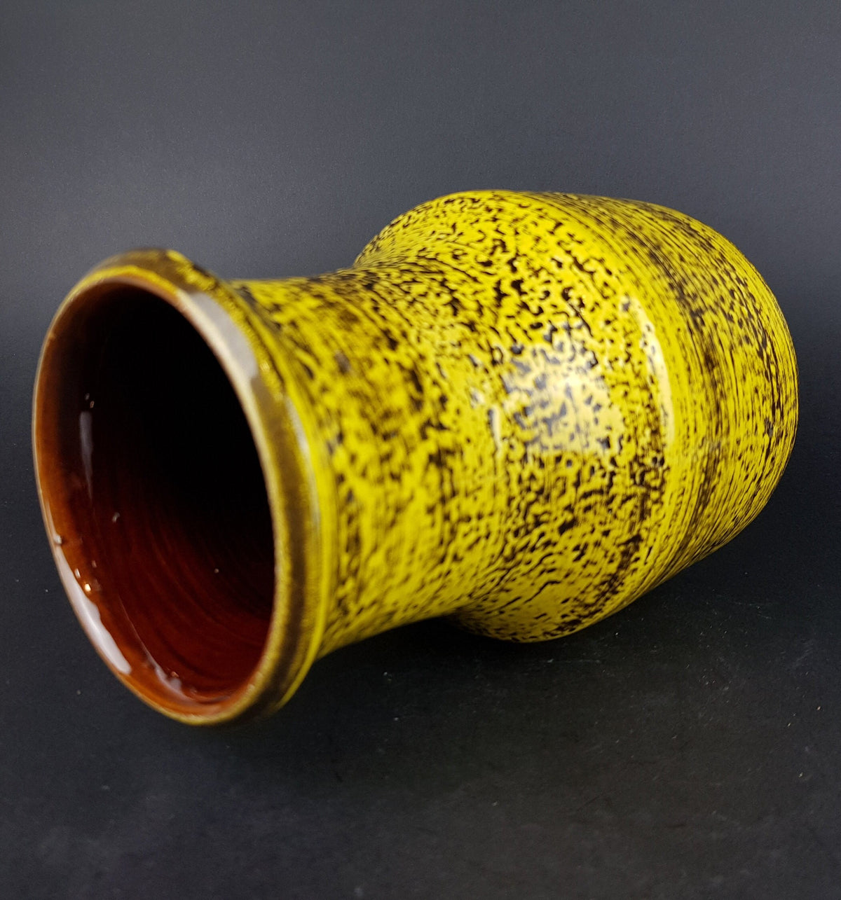 Vintage J.L. KNÖDGEN - ILKRA Keramik | Yellow Vase with Black Accents | West German Pottery | 1968