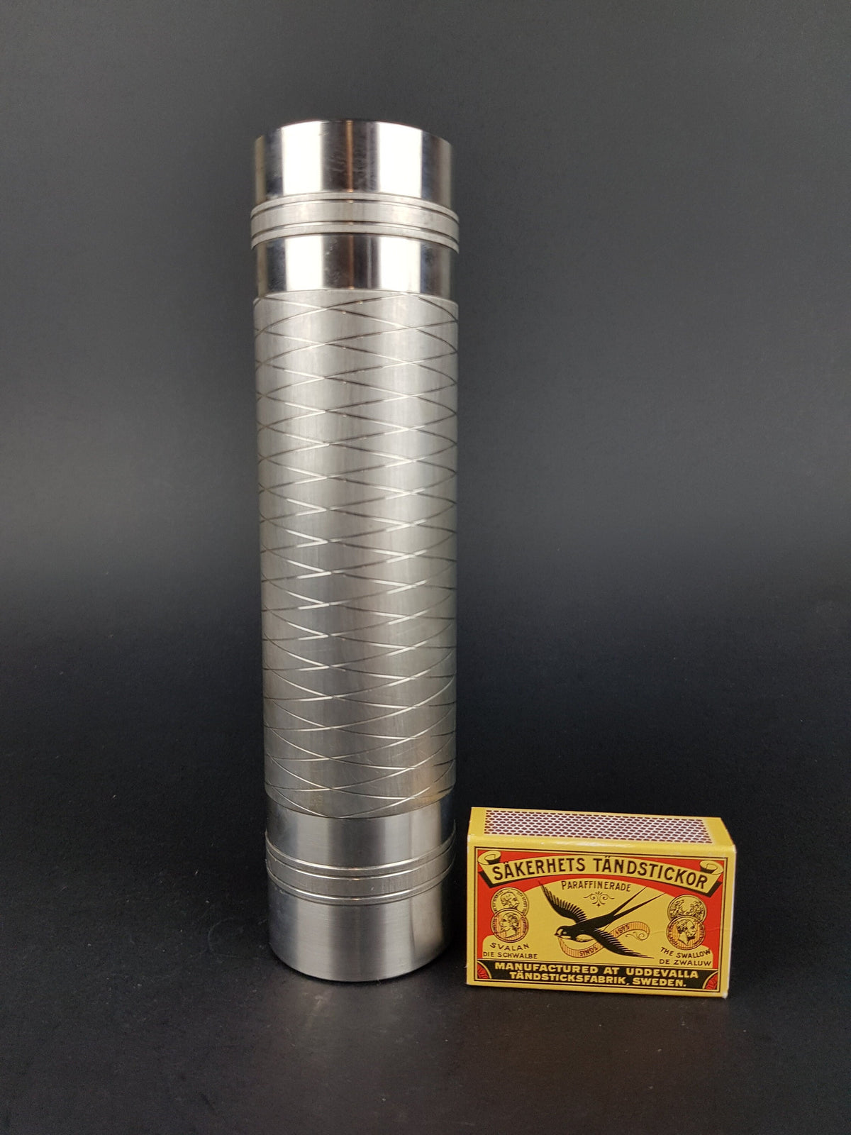 Vintage Brutalist BMF (Bayerische Metallwarenfabrik) Metal Cylinder Steel Vase from West Germany 1960s