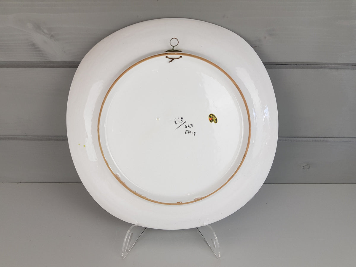 Vintage ARS DERUTA Alla Moda Stylish Horse with Carriage Wall Plate Italy Ceramiche 1950-60
