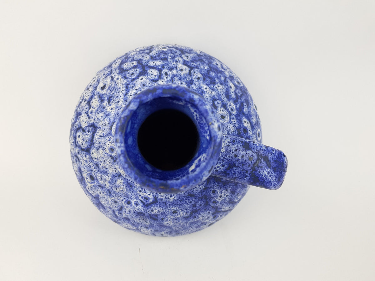 Vintage ES KERAMIK (Emons und Sohne) Blue and White Fat Lava Vase 78 West German Pottery 1970s