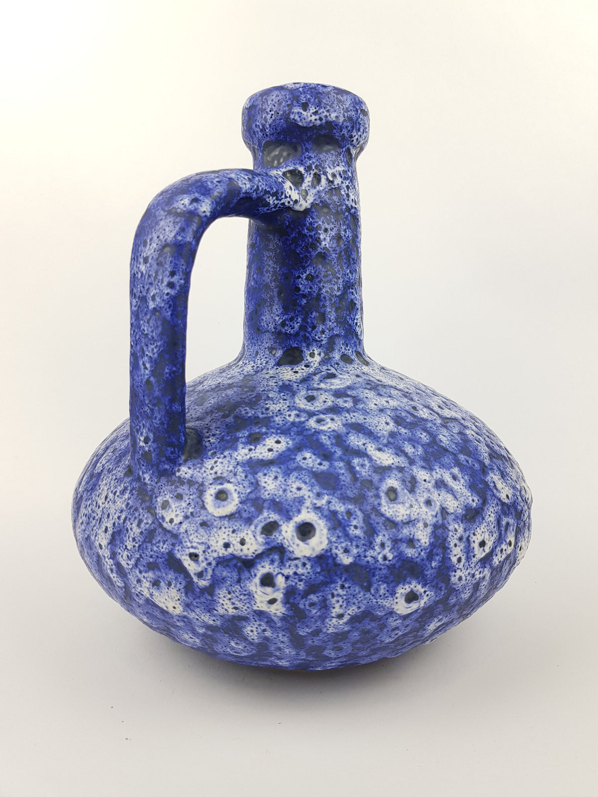 Vintage ES KERAMIK (Emons und Sohne) Blue and White Fat Lava Vase 78 West German Pottery 1970s