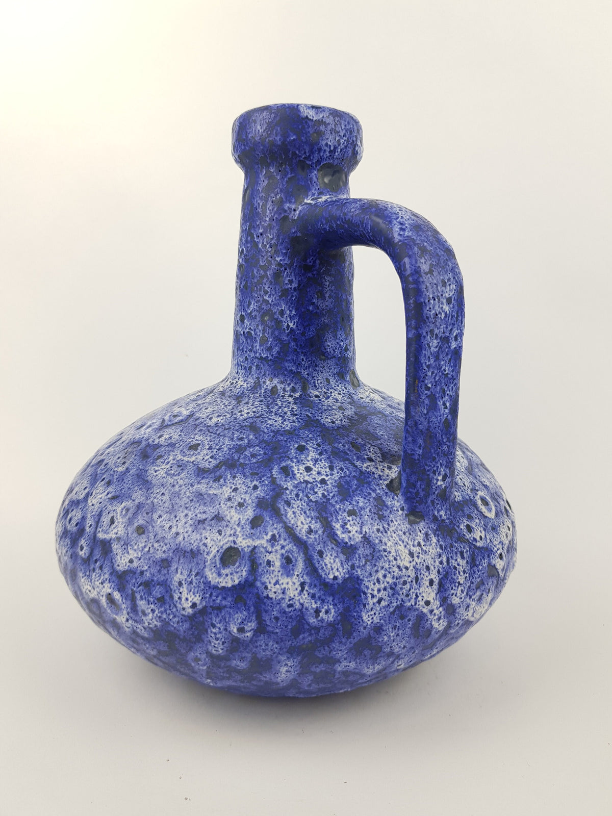 Vintage ES KERAMIK (Emons und Sohne) Blue and White Fat Lava Vase 78 West German Pottery 1970s
