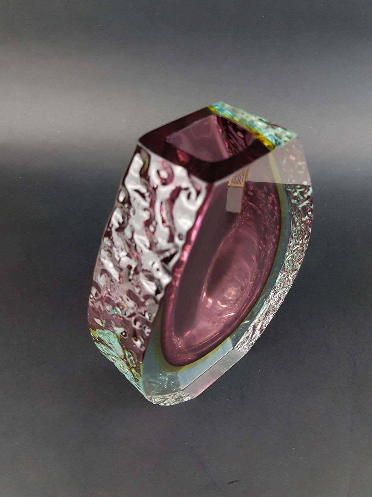 Vintage MURANO SOMMERSO GLASS Ruby Red Vase by Alessandro Mandruzzato Italian Art Glass 1960-70s