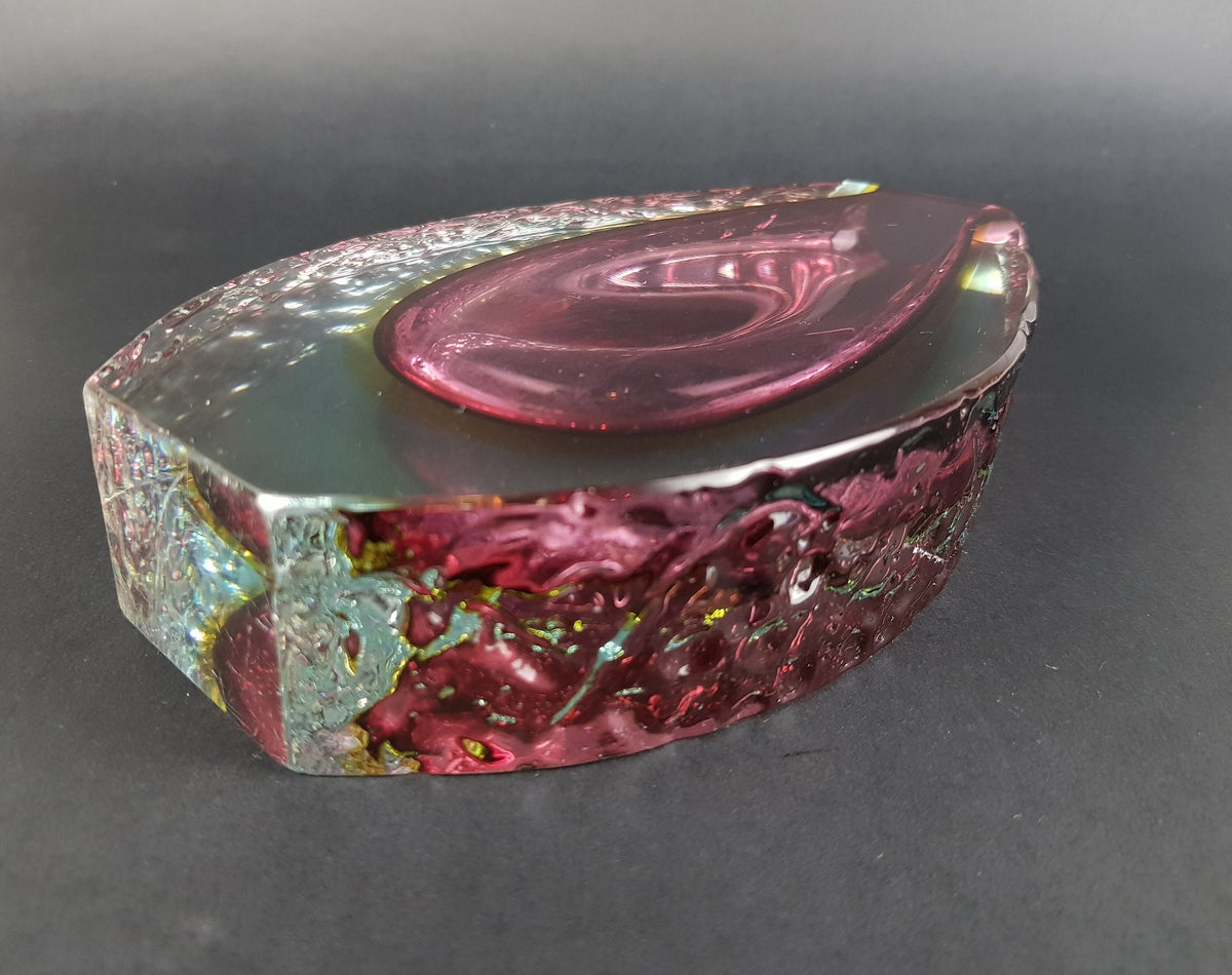 Vintage MURANO SOMMERSO GLASS Ruby Red Vase by Alessandro Mandruzzato Italian Art Glass 1960-70s