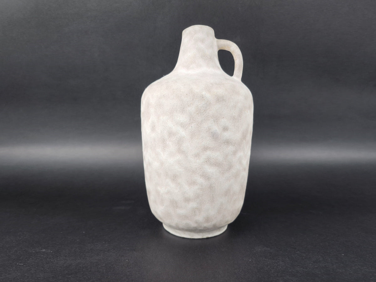 Vintage CERAMANO KERAMIK White Handled Vase With Arktis Decor 219 West German Pottery 1960s