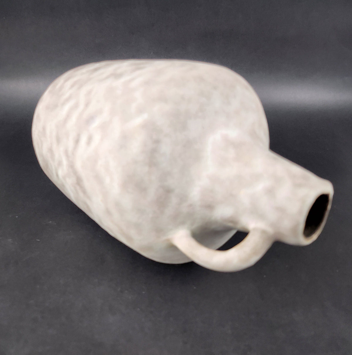Vintage CERAMANO KERAMIK White Handled Vase With Arktis Decor 219 West German Pottery 1960s
