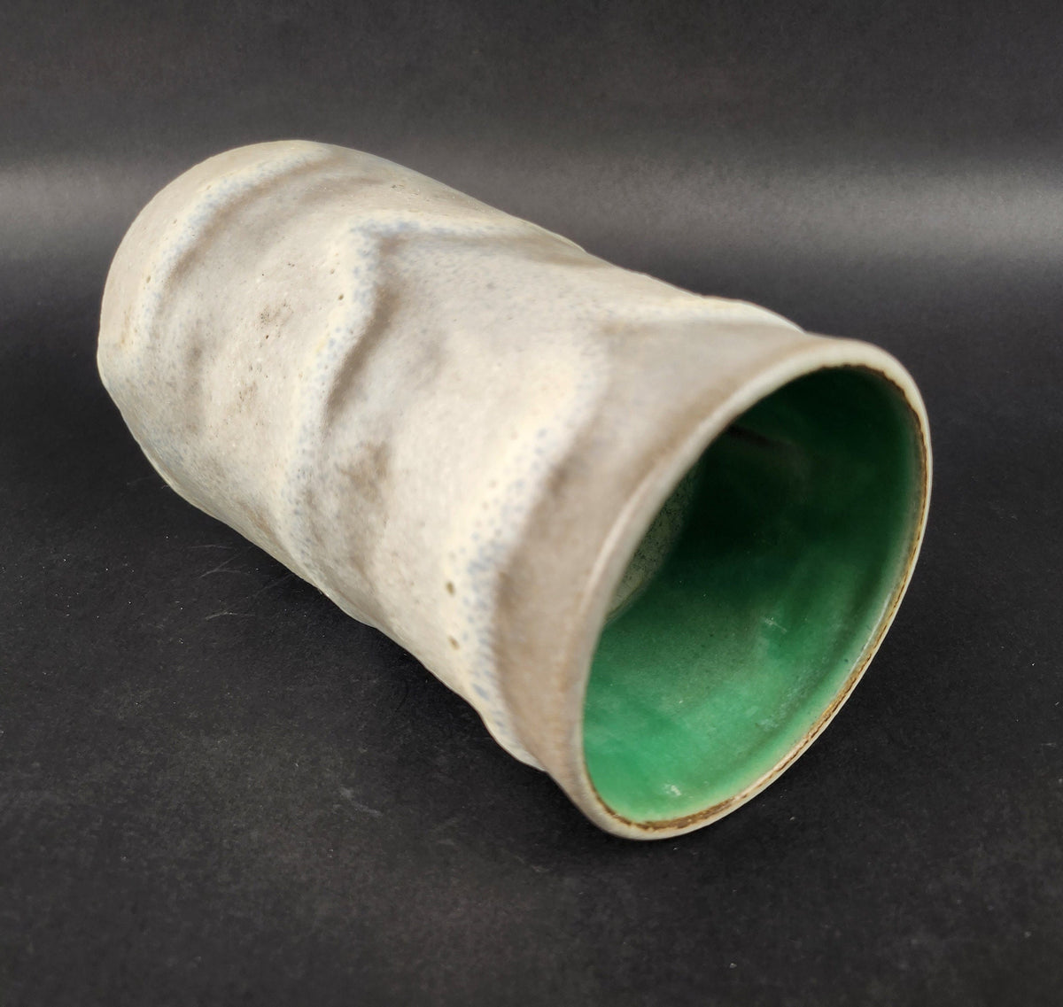 Vintage CERAMANO White Vase with Island Decor West German Pottery 1960s