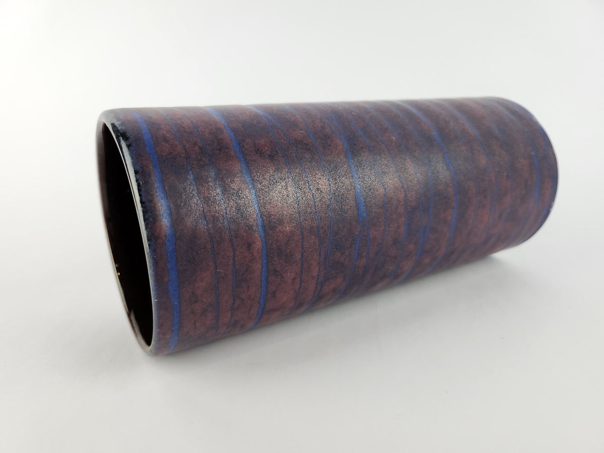 Vintage CARSTENS TÖNNIESHOF Purple and Blue Cylinder Vase 683 18 West German Pottery 1963s