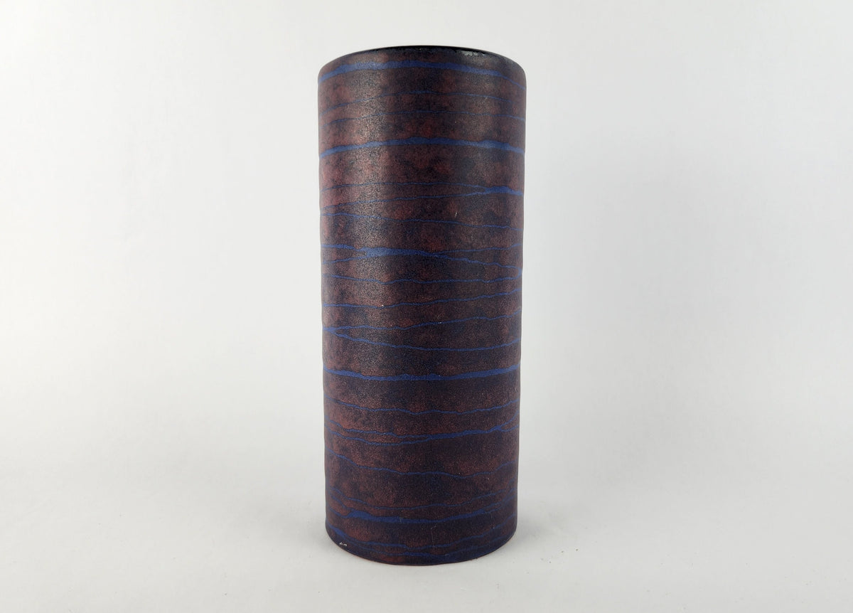 Vintage CARSTENS TÖNNIESHOF Purple and Blue Cylinder Vase 683 18 West German Pottery 1963s