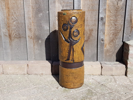 20,1 inch XXL Vintage SCHAFFENACKER Bruin Paard Decor Vloer Vaas West Duits Aardewerk jaren 1960