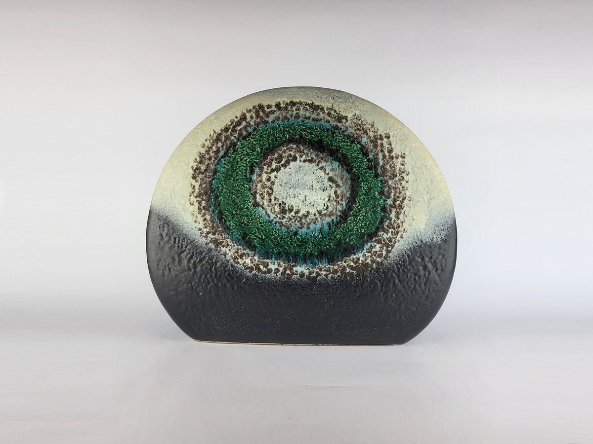 XXL Vintage DÜMLER & BREIDEN Keramik Vase Black and Green Decor Polar Serie 22/36 West German Pottery 1973s