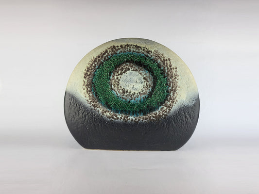 XXL Vintage DÜMLER & BREIDEN Keramik Vase Black and Green Decor Polar Serie 22/36 West German Pottery 1973s