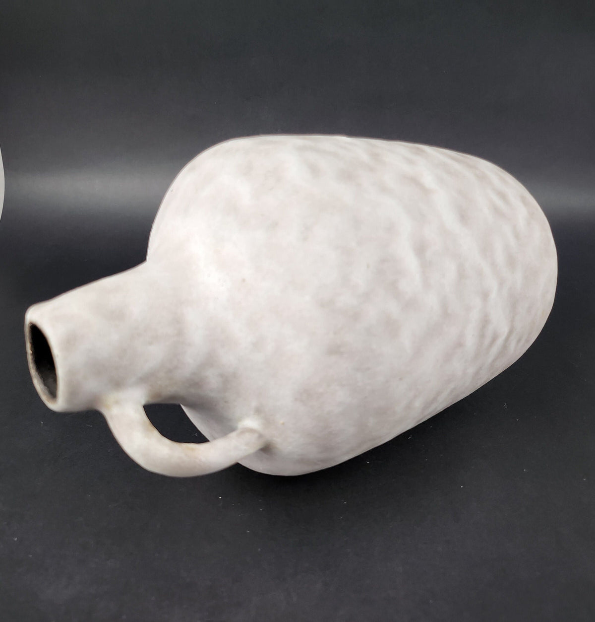 Vintage CERAMANO KERAMIK White Handled Vase With Arktis Decor 219 West German Pottery 1960s