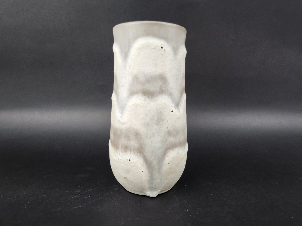 Vintage CERAMANO White Vase with Island Decor West German Pottery 1960s