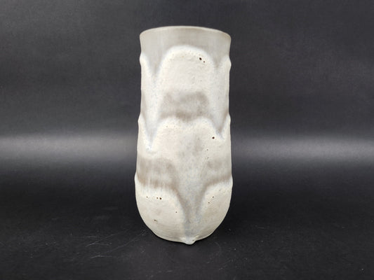 Vintage CERAMANO White Vase with Island Decor West German Pottery 1960s