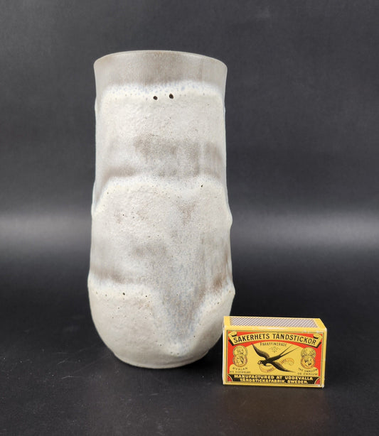Vintage CERAMANO White Vase with Island Decor West German Pottery 1960s
