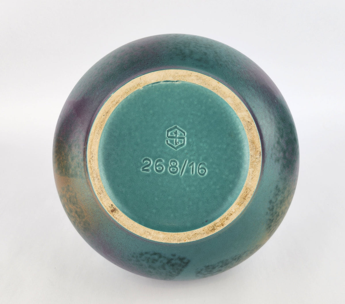 Vintage STEULER KERAMIK Green Turquoise and Purple Vase West German Pottery 1980s