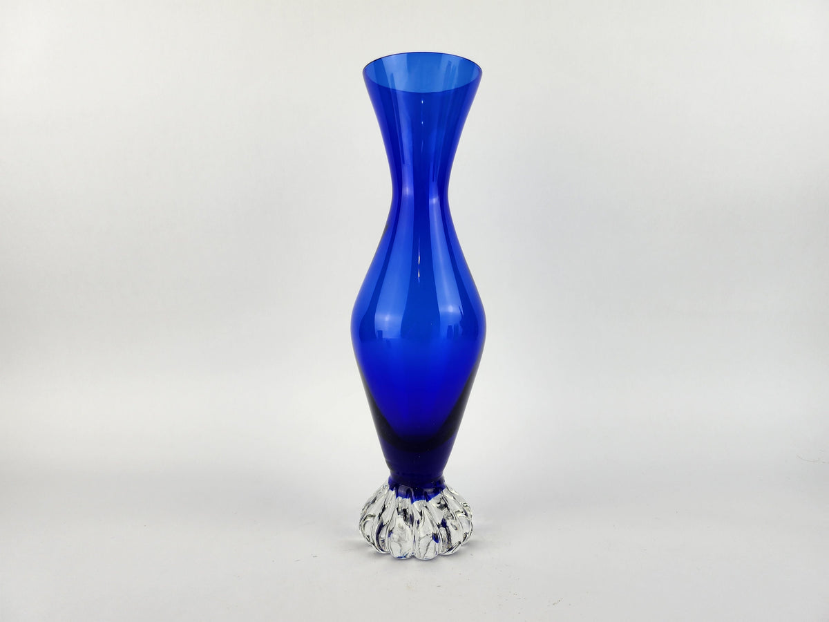 Vintage ASEDA GLASS Blue Design Vase From Sweden Scandinavia 1960-70s