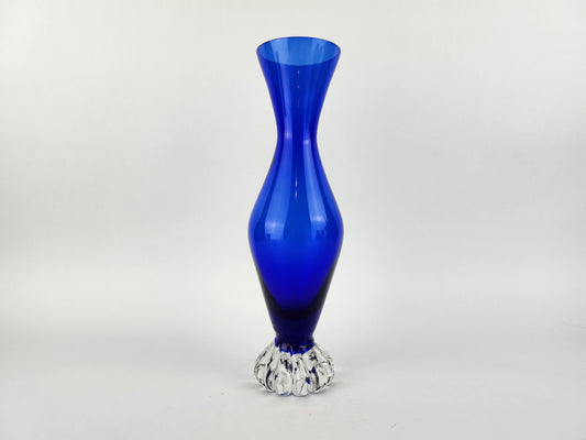 Vintage ASEDA GLASS Blue Design Vase From Sweden Scandinavia 1960-70s