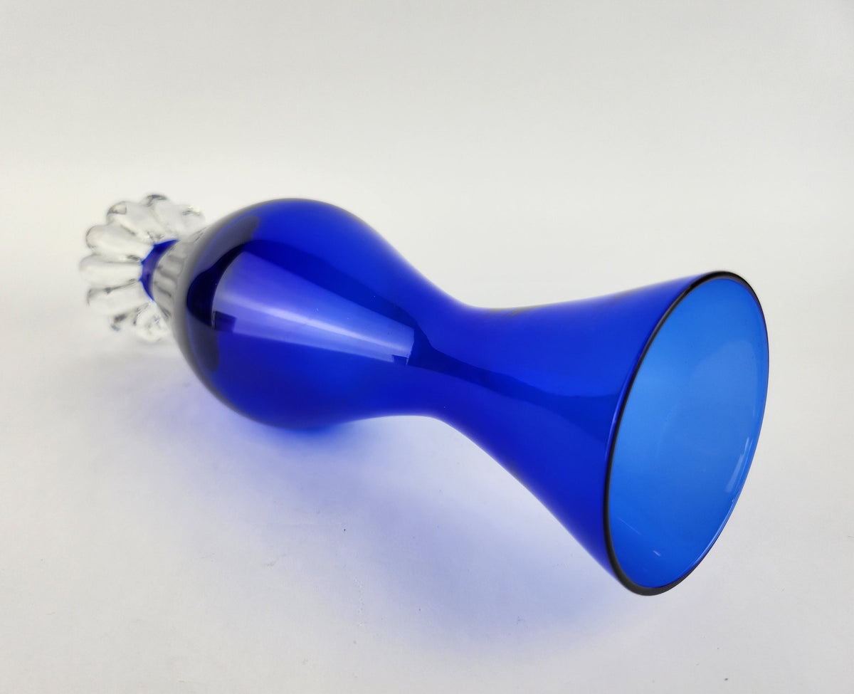 Vintage ASEDA GLASS Blue Design Vase From Sweden Scandinavia 1960-70s
