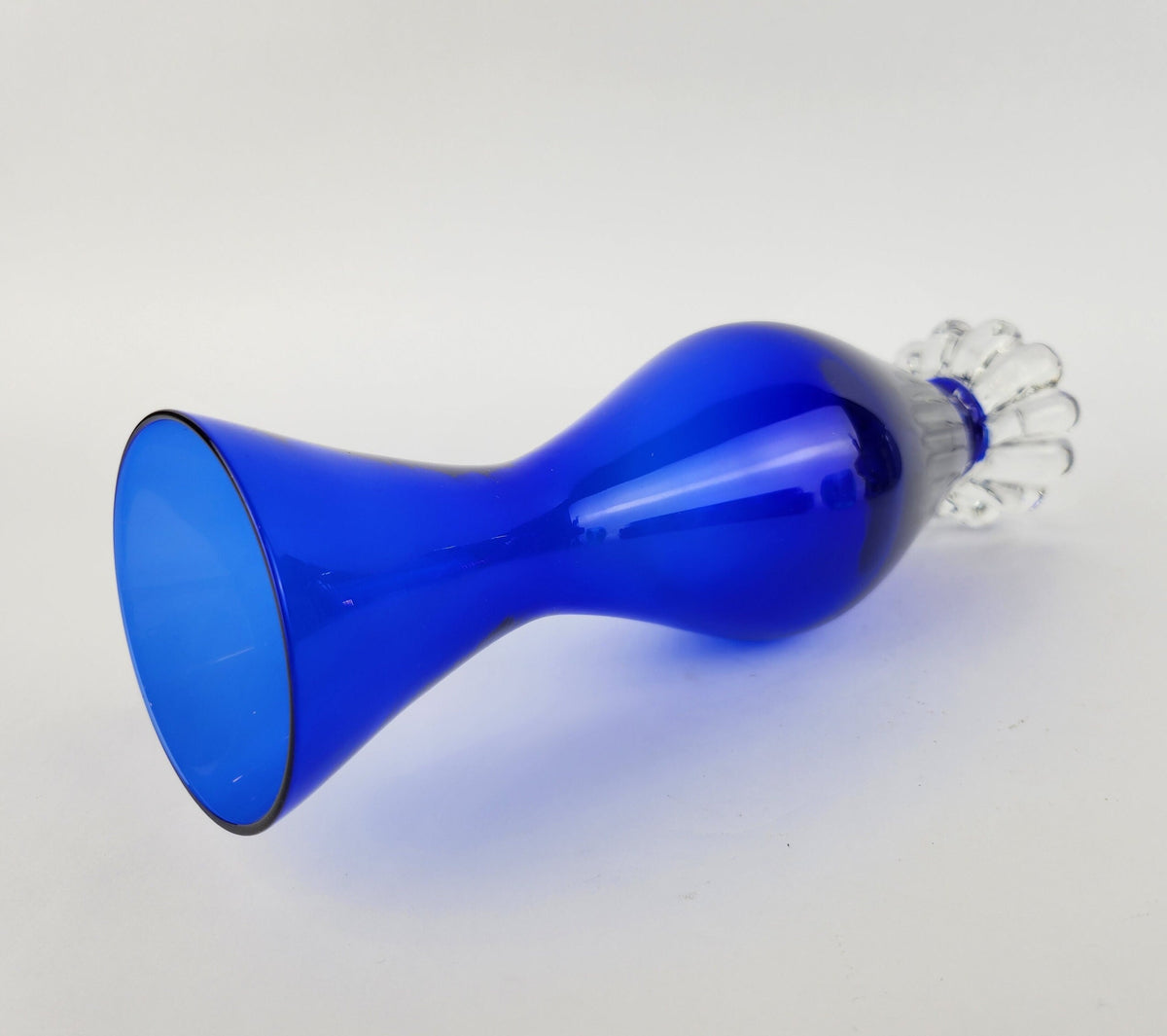 Vintage ASEDA GLASS Blue Design Vase From Sweden Scandinavia 1960-70s