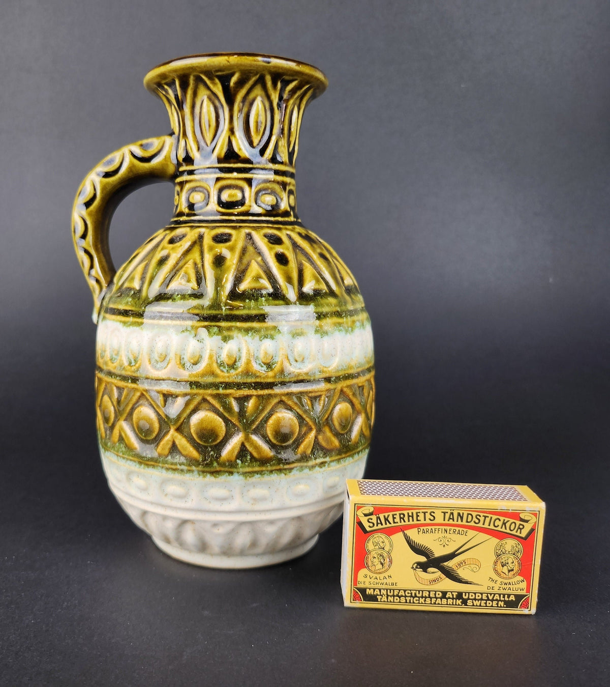 Vintage BAY KERAMIK Green Fat Lava Era Vase 93 17 West German Pottery 1970s