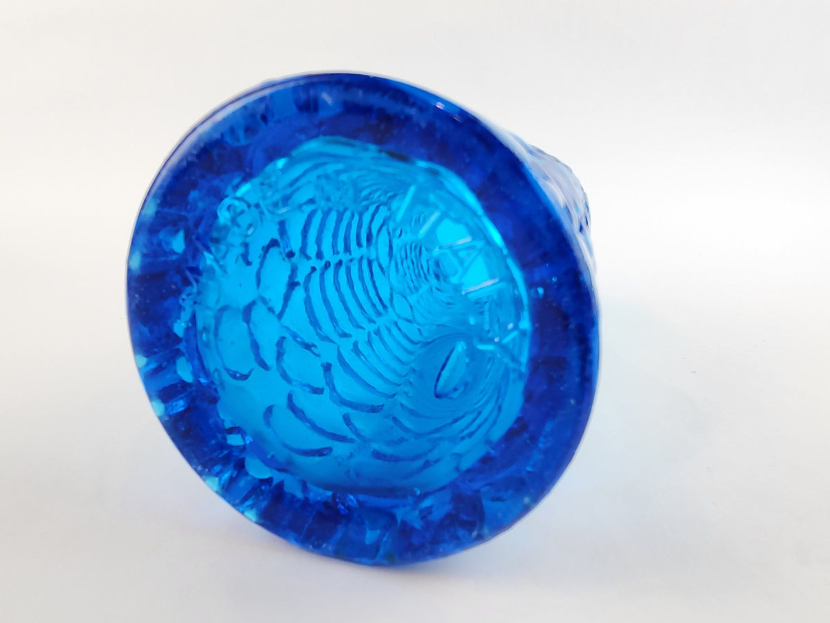 Vintage ITALIAN GLASS Blue Vase Italian Art Glass 1970s
