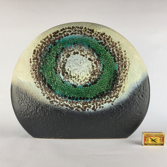 XXL Vintage DÜMLER & BREIDEN Keramik Vase Black and Green Decor Polar Serie 22/36 West German Pottery 1973s
