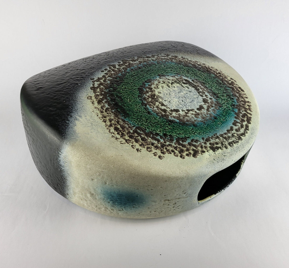 XXL Vintage DÜMLER & BREIDEN Keramik Vase Black and Green Decor Polar Serie 22/36 West German Pottery 1973s
